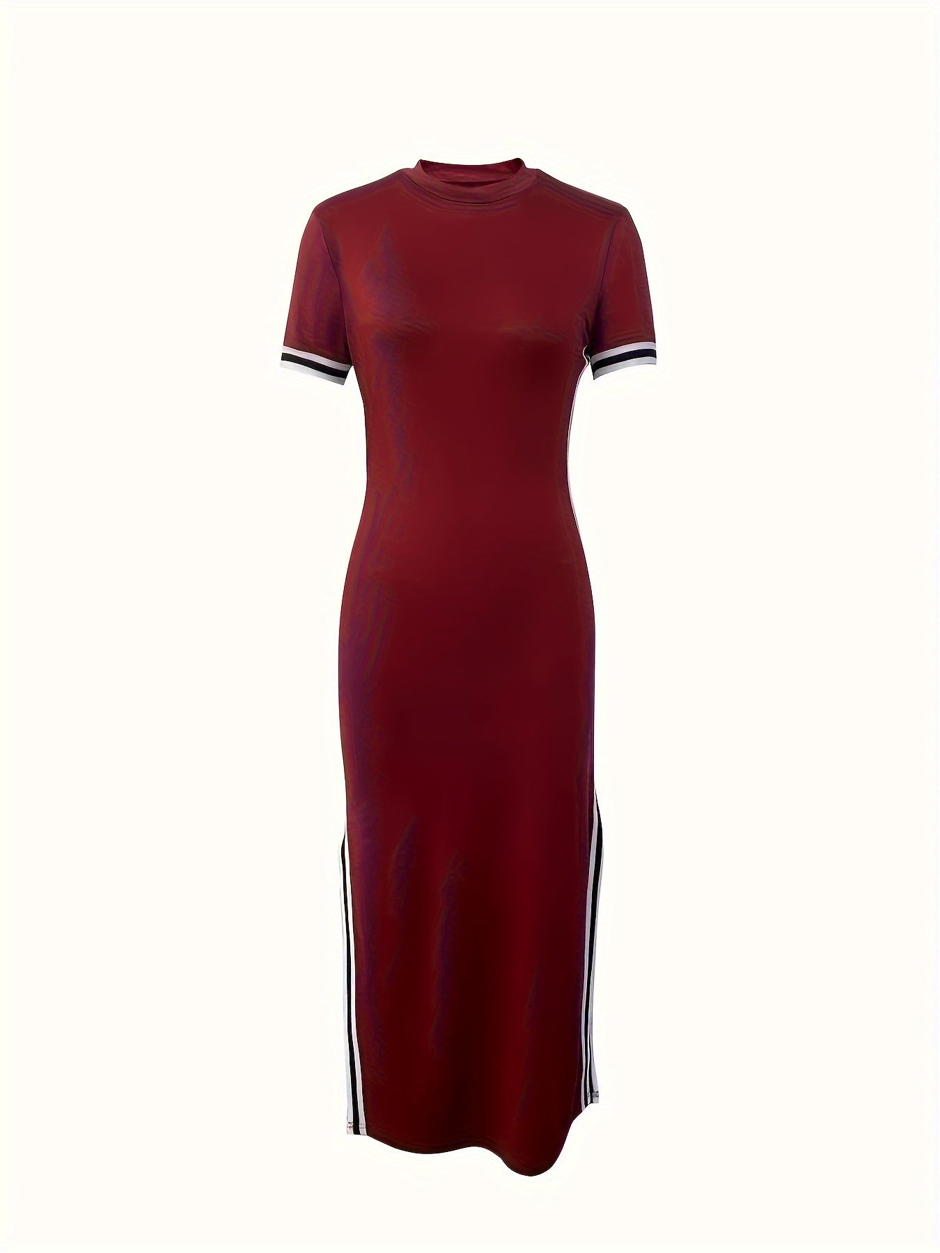 Elegante abito bodycon con orlo a contrasto - maniche corte e aderente alla figura