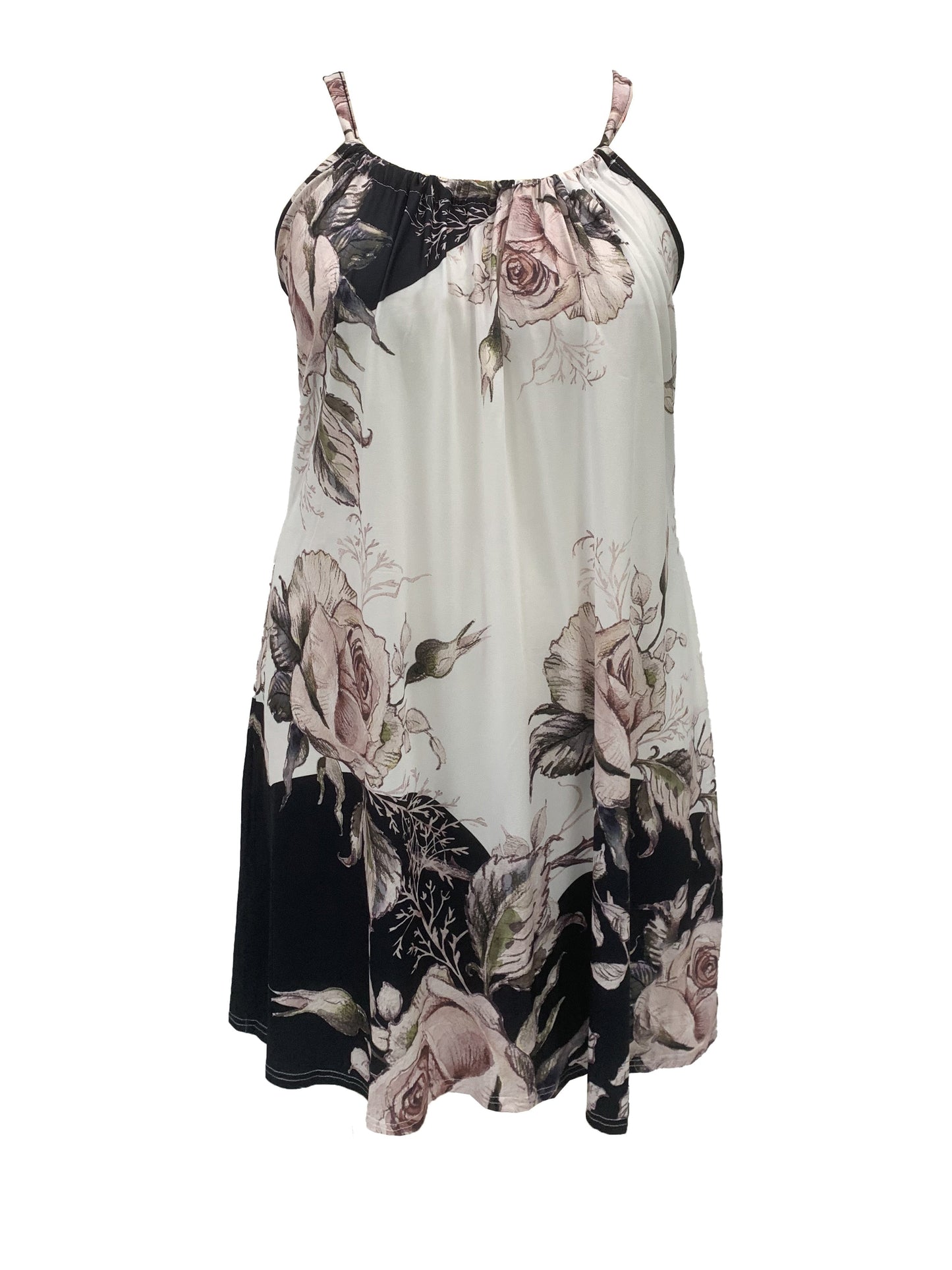 Abito estivo oversize - Abito floreale senza maniche, Scollo a V casual, Leggero e arioso