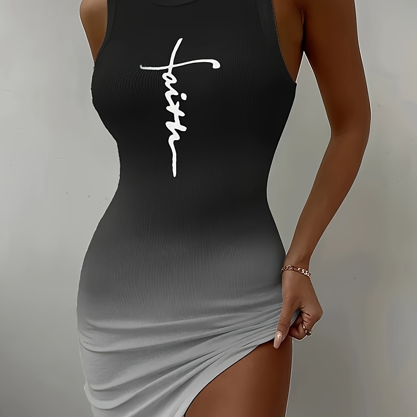 Abito bodycon elegante con stampa a colori sfumati per donna