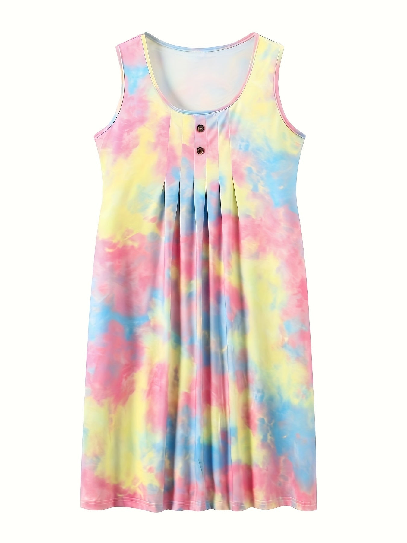 Elegante abito a pieghe senza maniche in stile floreale per l'estate