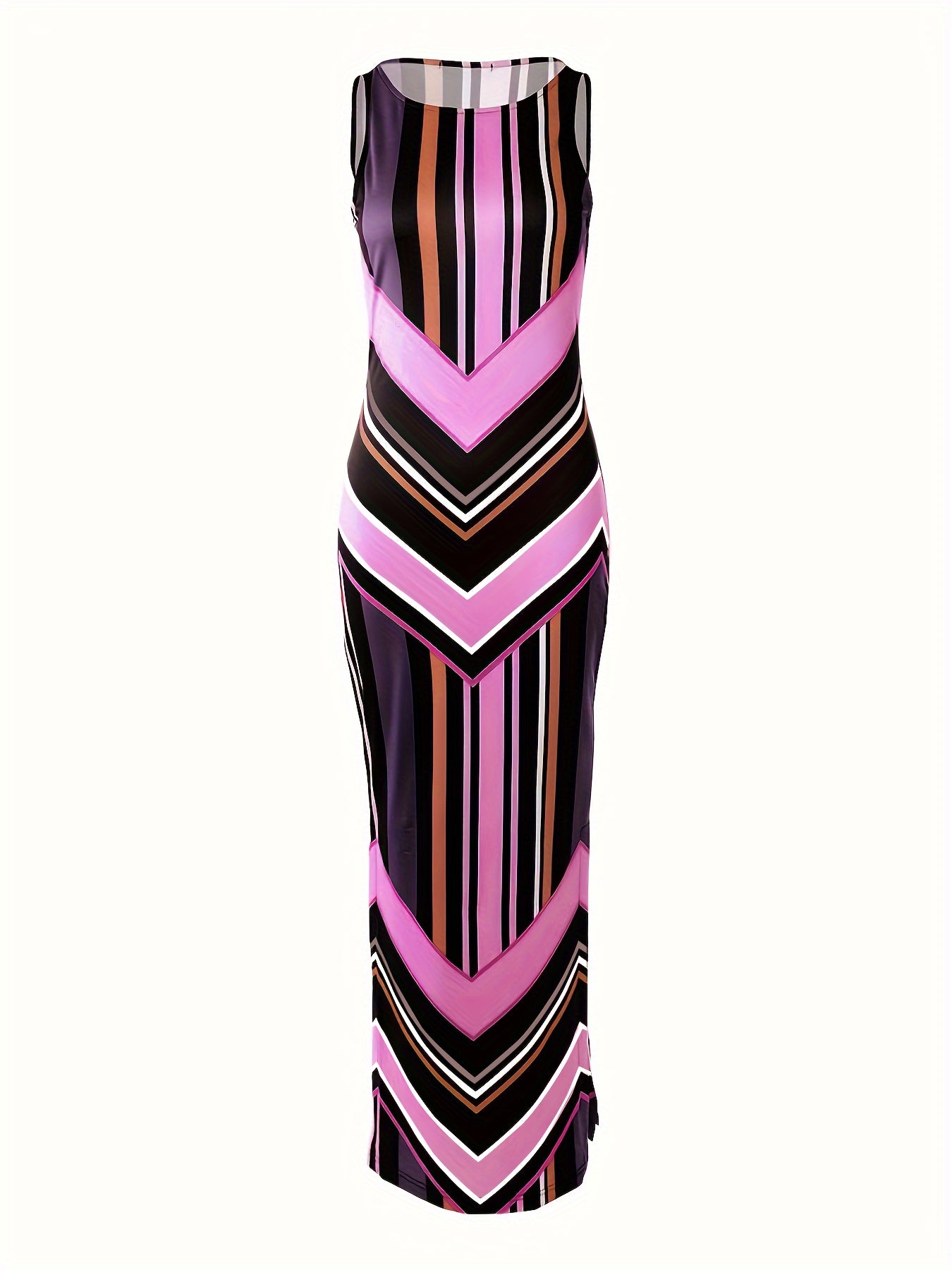 Maxi abito senza maniche da donna - Vestito estivo con spacco laterale, look casual