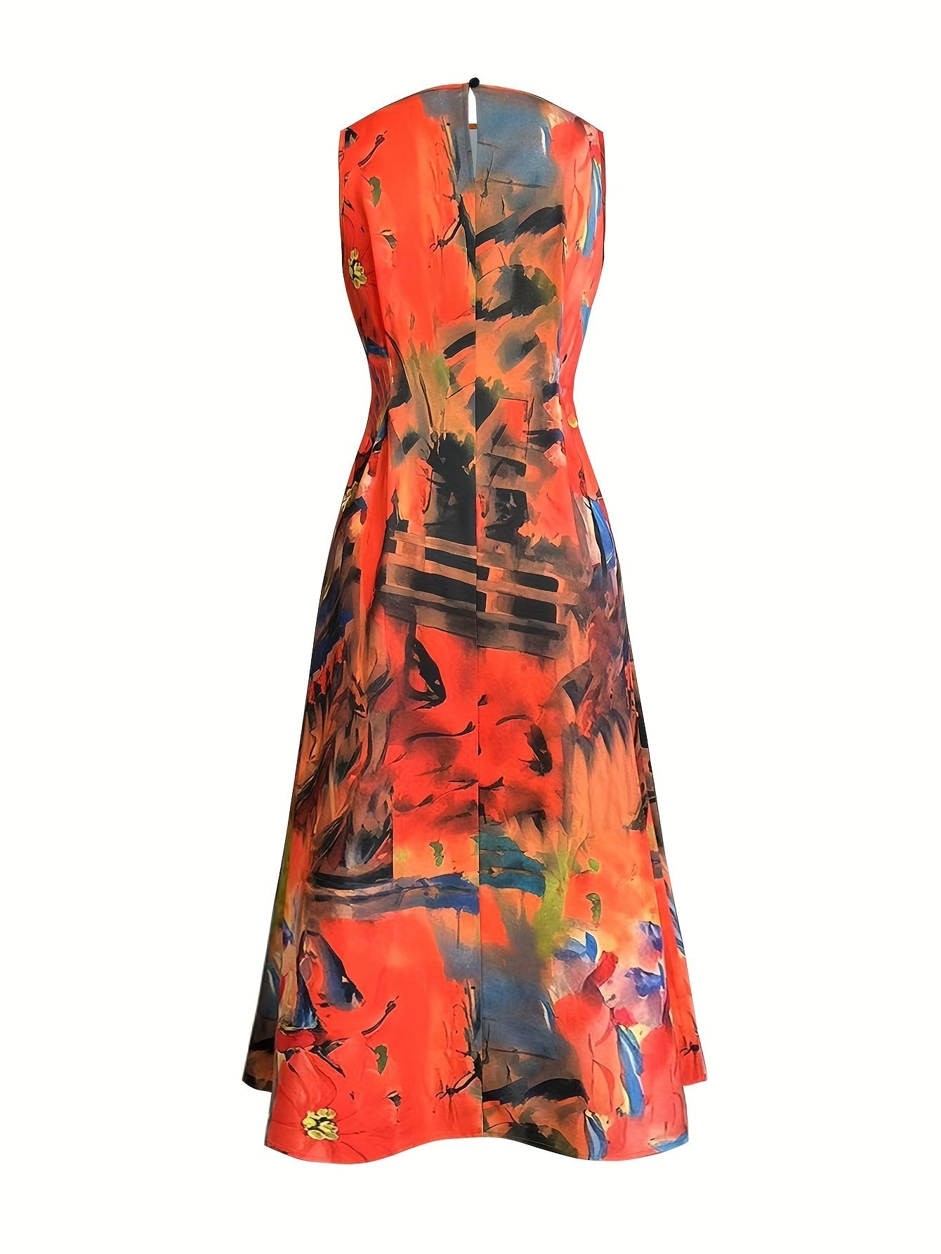 Abito estivo da donna Senza maniche, motivo floreale Sciolto e arioso