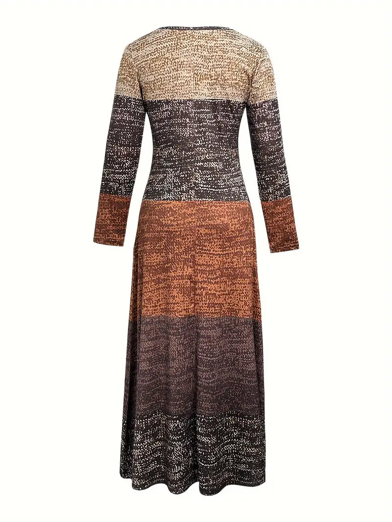 Audace e bello: abito midi con scollo a V e color block