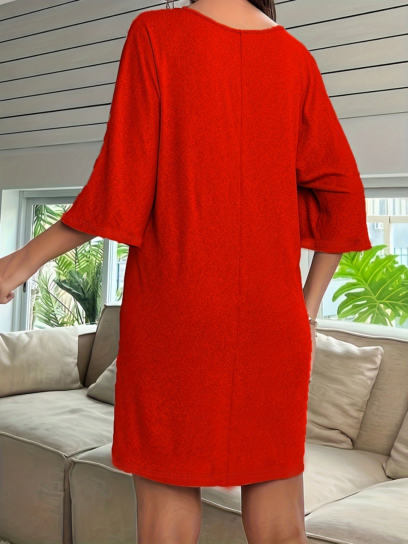 Vestito da donna plus lounge - Vestito estivo oversize con scollatura a V