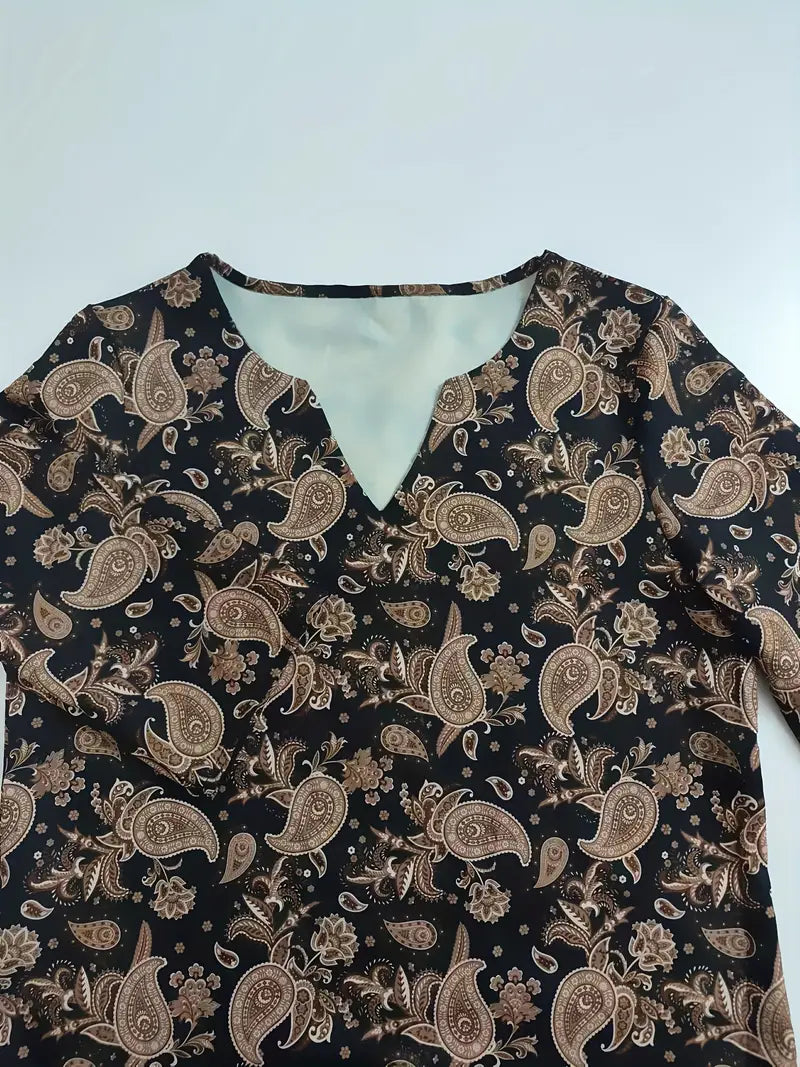 Abito nero a mezza manica con stampa - Abito casual da donna